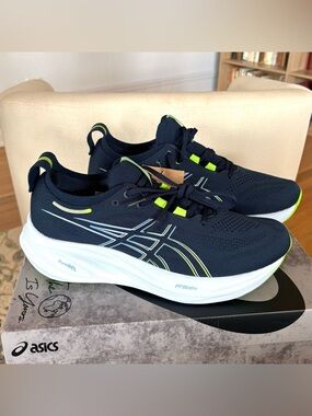 New Asics Gel Nimbus 26 French Blue Electric Lime Size 9 Mens No Box